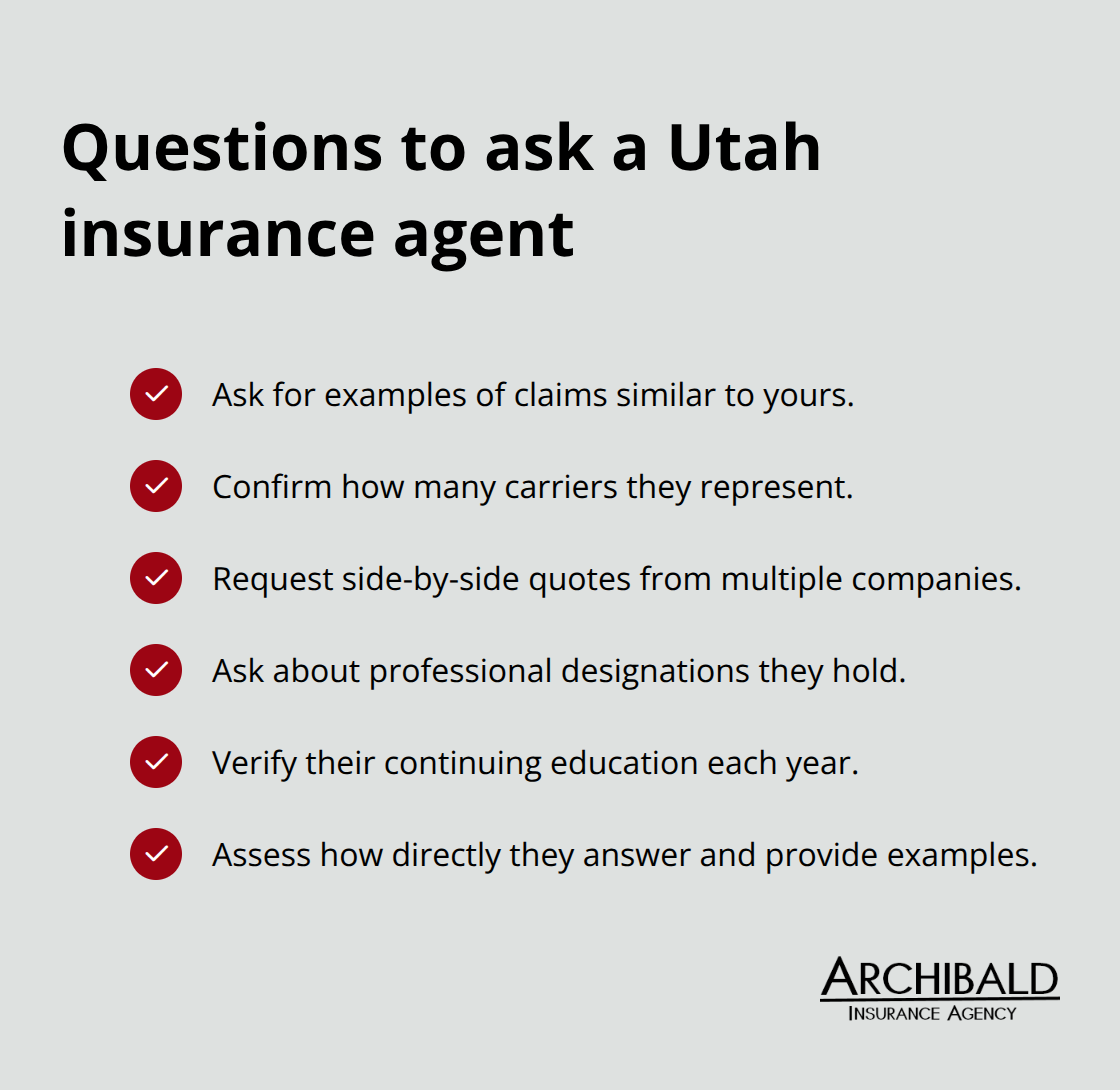 Checklist of key questions to vet a local Utah insurance agent - Best local agent Utah