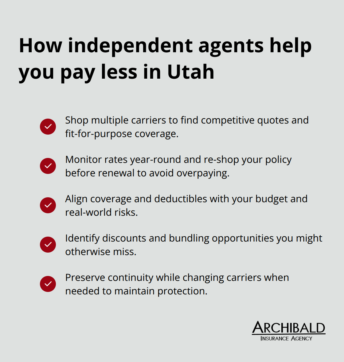 Money-saving advantages of independent insurance agents in Salt Lake City