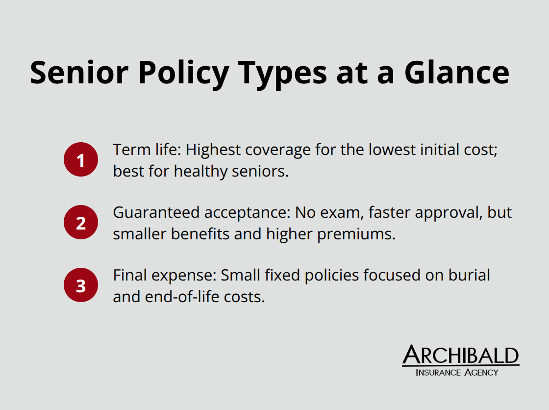 Three main life insurance options for U.S. seniors - affordable life insurance for seniors