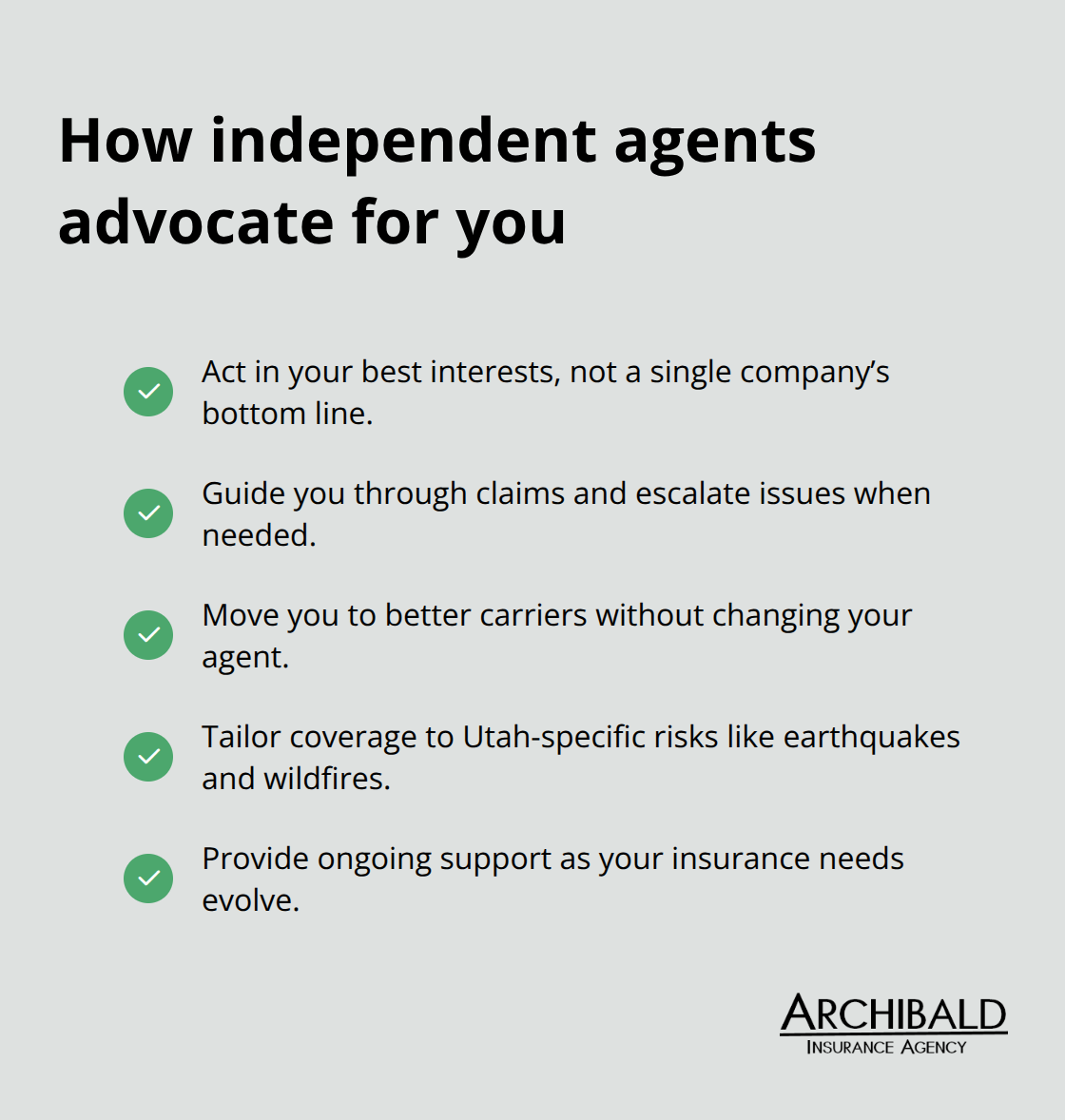 Benefits of client-first advocacy by independent agents - independent insurance agents salt lake city