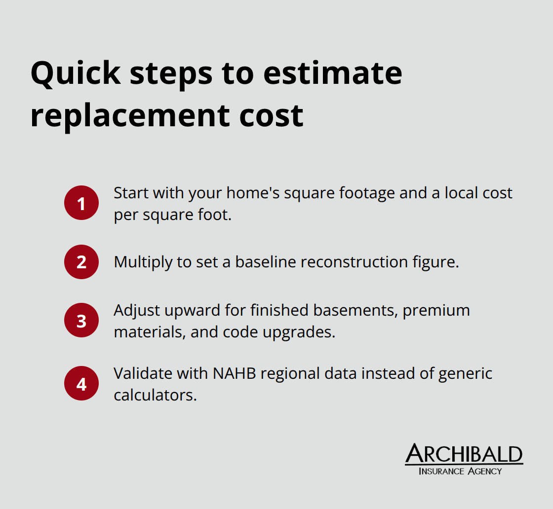 Four quick steps homeowners can use to estimate replacement cost accurately - replacement value for homeowners insurance